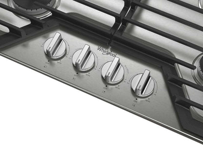 Whirlpool 30 Surface de cuisson à gaz avec grilles en fonte à charnières EZ-2-Lift™ - WCGK5030PS | Surface de cuisson à gaz Whirlpool de 30 po avec grilles en fonte à charnières EZ-2-LiftMC - WCGK5030PS | WCGK530S
