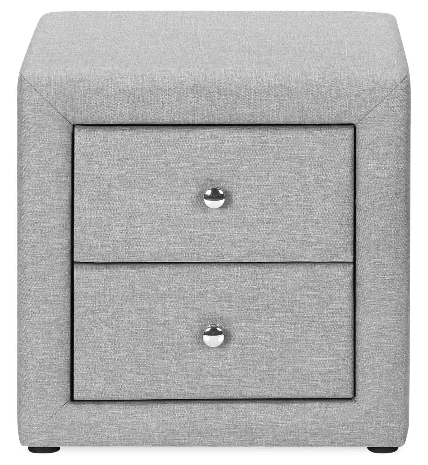 Table de nuit rembourrée à 2 tiroirs Zara, 20,5 L x 20,75 H - Gris | Table de nuit rembourrée Zara de 20,5 po (l) x 20,75 po (H) à 2 tiroirs - grise