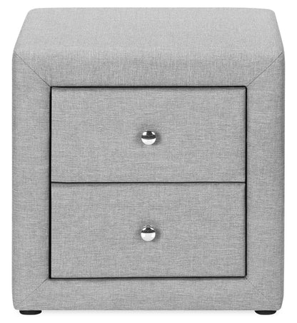 Table de nuit rembourrée à 2 tiroirs Zara, 20,5 L x 20,75 H - Gris | Table de nuit rembourrée Zara de 20,5 po (l) x 20,75 po (H) à 2 tiroirs - grise