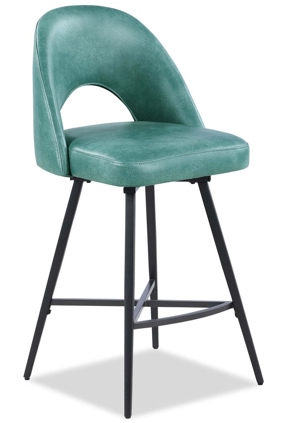 Kort &amp; Co. Tabouret à hauteur de comptoir Bay avec siège pivotant, tissu en cuir végétalien, métal - Aqua | Tabouret Bay de Kort &amp; Co. de hauteur comptoir en tissu de cuir végétalien et en métal avec siège pivotant - turquoise