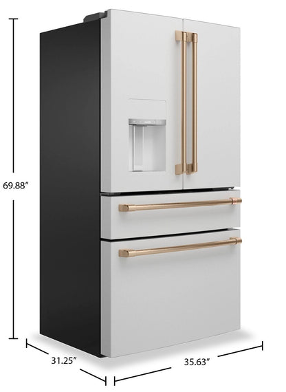 Réfrigérateur Café de 36 22,3 pi³ à 4 portes - blanc mat - CXE22DP4PW2 | Cafe 36 22.3 Cu. Ft. Quad Door Refrigerator - Matte White - CXE22DP4PW2