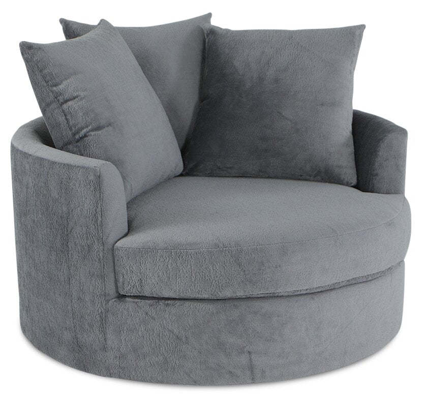 Made in Canada Grande 48 Chenille Fabric Cuddler Accent Chair - Plush Thunder Grey | Fauteuil d’appoint Cuddler Grande de 48 po fabriqué au Canada en tissu de chenille - gris Plush Thunder