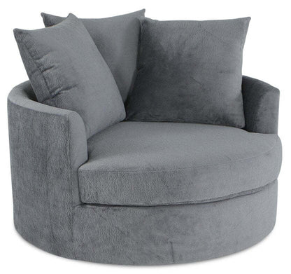 Made in Canada Grande 48 Chenille Fabric Cuddler Accent Chair - Plush Thunder Grey | Fauteuil d’appoint Cuddler Grande de 48 po fabriqué au Canada en tissu de chenille - gris Plush Thunder