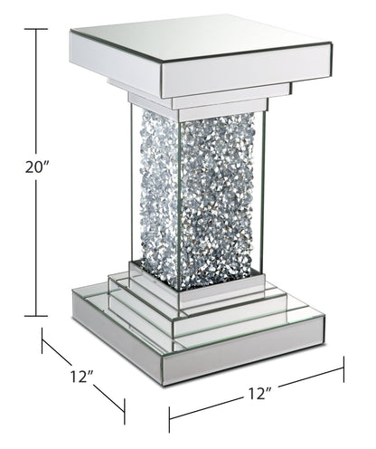 Luna 12 Mirrored Accent Table with Crystals - Silver|Table d'appoint Luna de 12 po en miroir avec cristaux - argentée