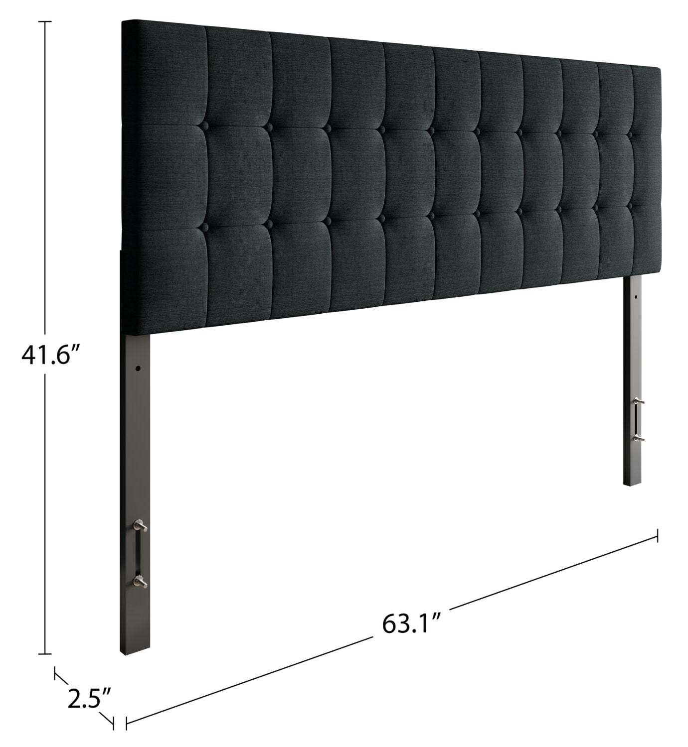 Tête de lit rembourrée Ellis en tissu anthracite, capitonné à boutons - Queen Size | Tête de lit rembourrée Ellis en tissu anthracite avec capitonnage à boutons - format grand lit