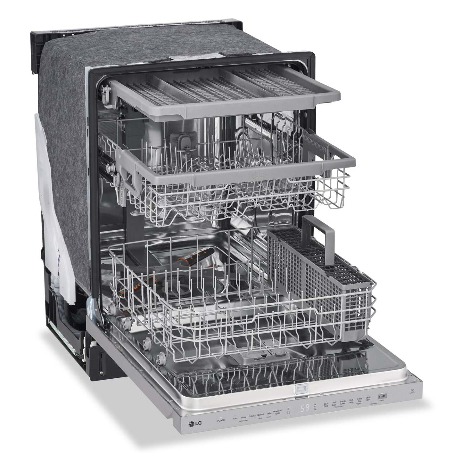 Lave-vaisselle encastré LG à 24 po et 48 dBA avec commandes sur le dessus et QuadWash® - acier inoxydable résistant aux traces - LDPN45… | LG 24 48 dBA Built-In Top-Control Dishwasher with QuadWash® - Smudge Proof Stainless Steel - LDPN45…
