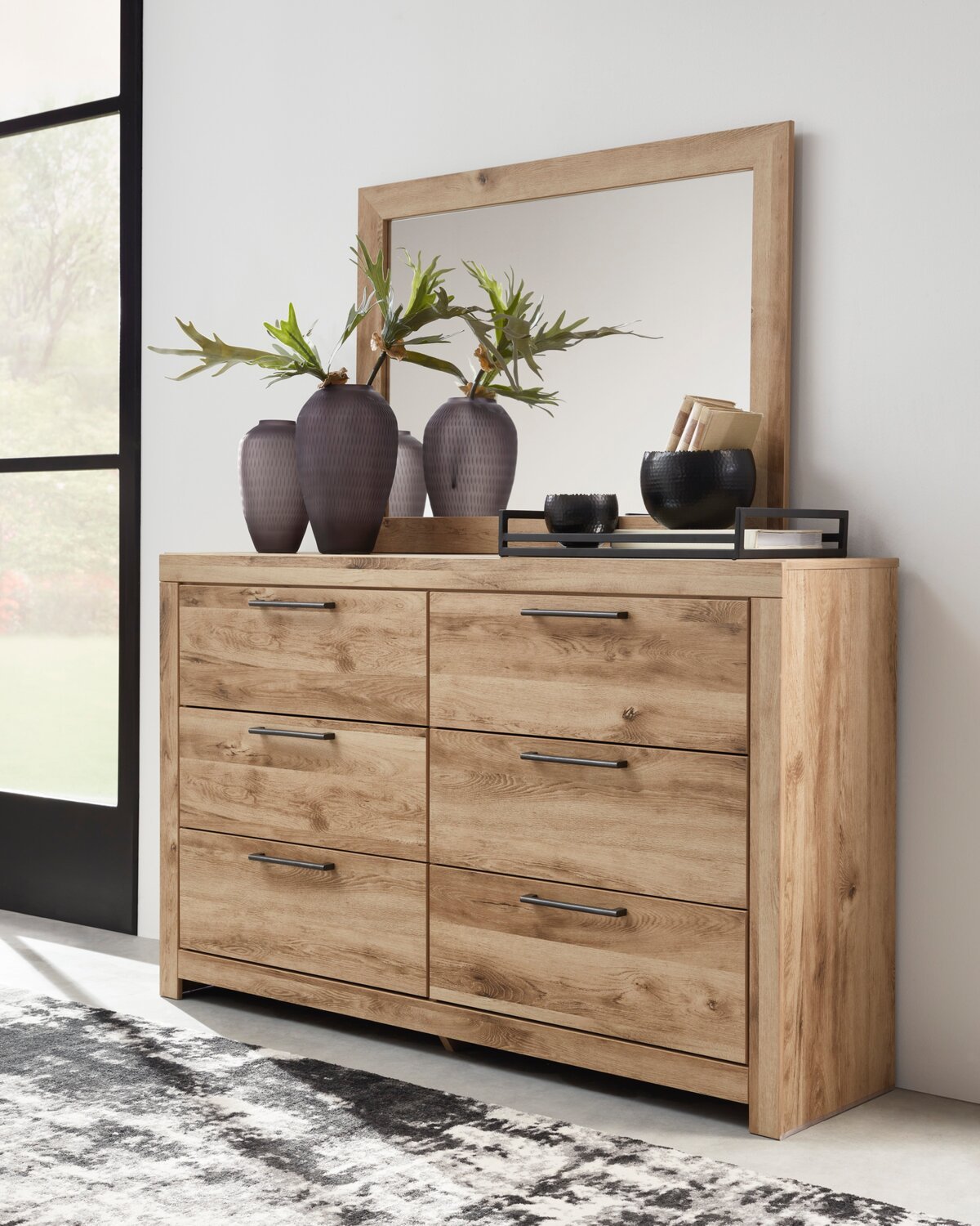 Commode à 6 tiroirs pour chambre à coucher Derekson, 58,7 L x 36,4 H - Naturel | Commode Derekson de 58,7 po (L) x 36,4 po (H) à 6 tiroirs pour la chambre à coucher - naturelle