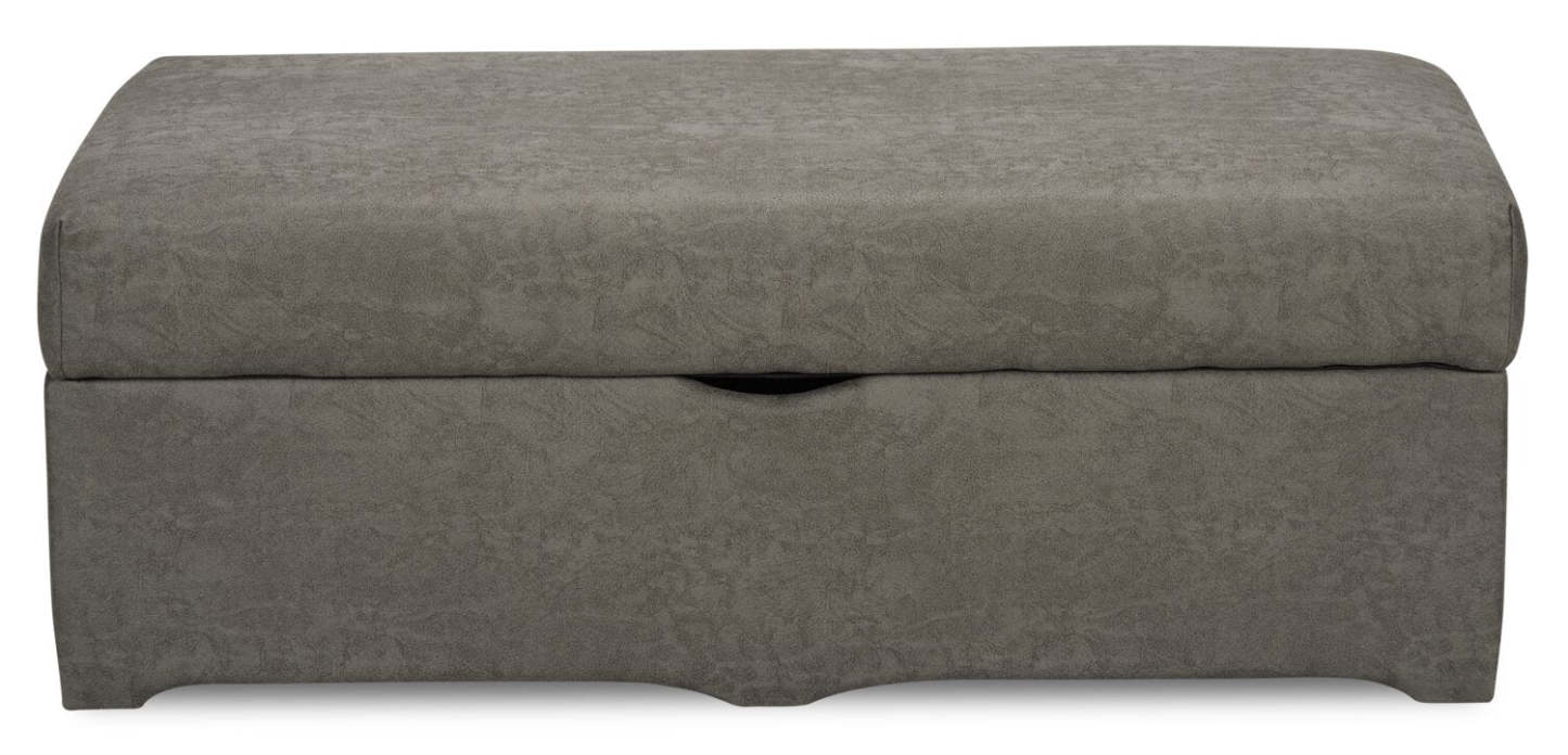 Made in Canada Morty 48 Leather-Look Fabric Storage Ottoman - Grey | Pouf de rangement Morty de 48 po fabriqué au Canada en tissu d’apparence cuir - gris