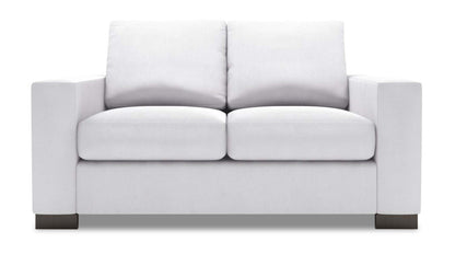Fabriquée au Canada Causeuse personnalisable Track de Sofa Lab de 62 po en tissu d’apparence lin avec accoudoirs rectilignes - blanc Pax Ice | TR203449
