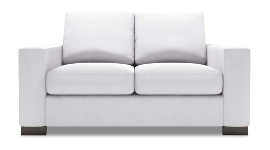 Fabriquée au Canada Causeuse personnalisable Track de Sofa Lab de 62 po en tissu d’apparence lin avec accoudoirs rectilignes - blanc Pax Ice | TR203449