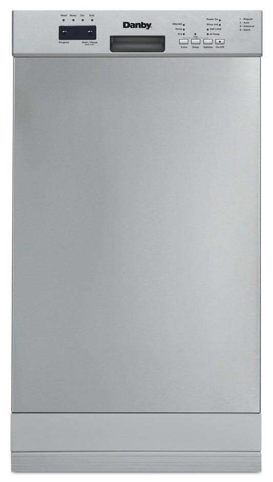 Lave-vaisselle encastrable à commande frontale Danby 18 51 dBA - Acier inoxydable - DDW18D1ESS | Lave-vaisselle encastré Danby de 18 po et de 51 dBA avec commandes à l'avant - acier inoxydable - DDW18D1ESS | DDW18D1S