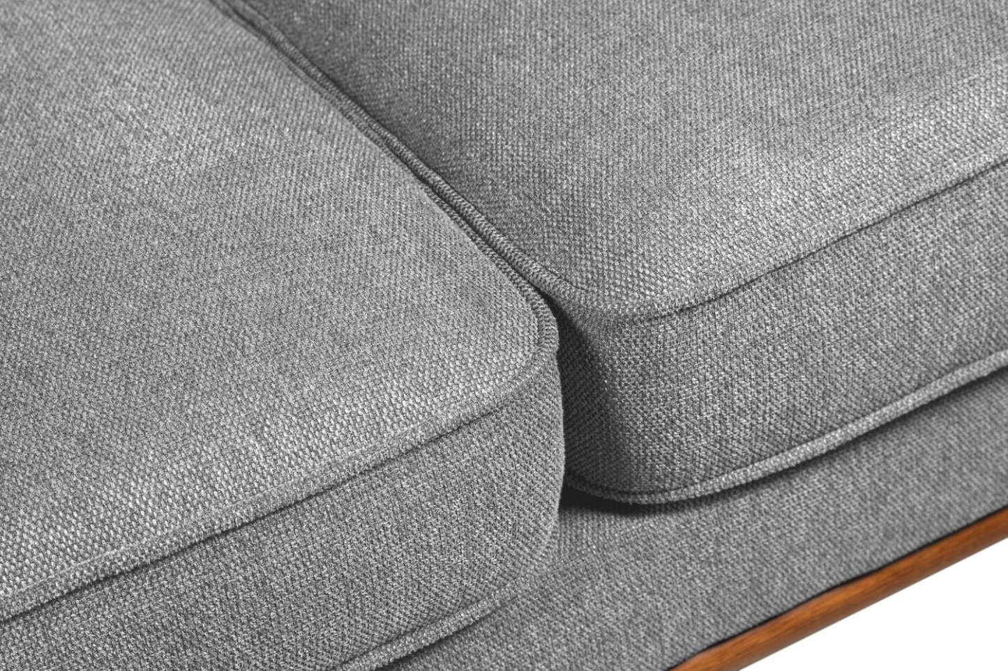 Kort & Co. Causeuse Kassia 65,4 po en tissu d’apparence lin avec base et pattes en bois - grise