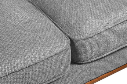 Kort & Co. Causeuse Kassia 65,4 po en tissu d’apparence lin avec base et pattes en bois - grise