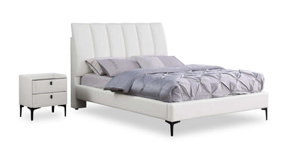 Table de chevet rembourrée à 2 tiroirs Nova avec plateau en pierre frittée, 20,25 L x 22,5 H - Blanc | Table de nuit rembourrée Nova de 20,25 po (l) x 22,5 po (H) à 2 tiroirs avec dessus en pierre frittée - blanche