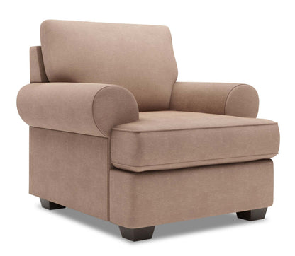 Fauteuil Roll de Sofa Lab personnalisable de 42 po fabriqué au Canada en tissu d’apparence lin avec accoudoirs enroulés - brun Pax Wicker | RO303349