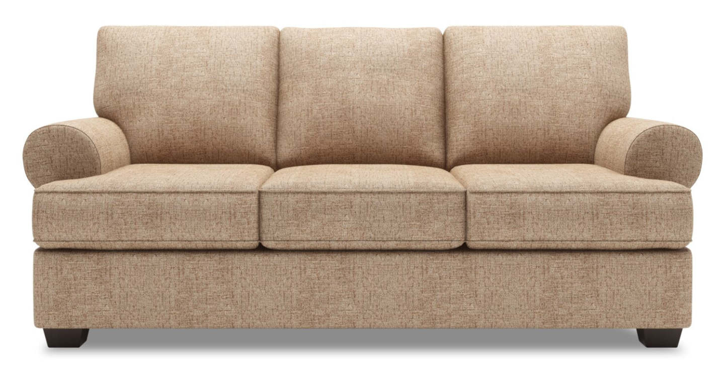 Fabriqué au Canada Canapé Personnalisable Roll 86 Canapé-lit en Tissu Chenille avec Accoudoirs Enroulés - Taupe de Luxe | Canapé-lit Roll de Sofa Lab de 86 po fabriqué au Canada en tissu de chenille avec accoudoirs enroulés - taupe de luxe | RO602893