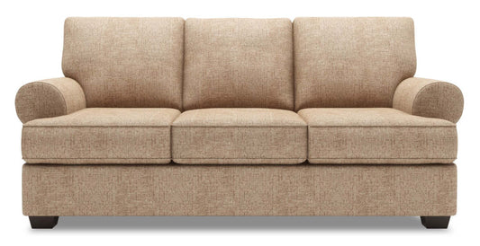 Fabriqué au Canada Canapé Personnalisable Roll 86 Canapé-lit en Tissu Chenille avec Accoudoirs Enroulés - Taupe de Luxe | Canapé-lit Roll de Sofa Lab de 86 po fabriqué au Canada en tissu de chenille avec accoudoirs enroulés - taupe de luxe | RO602893