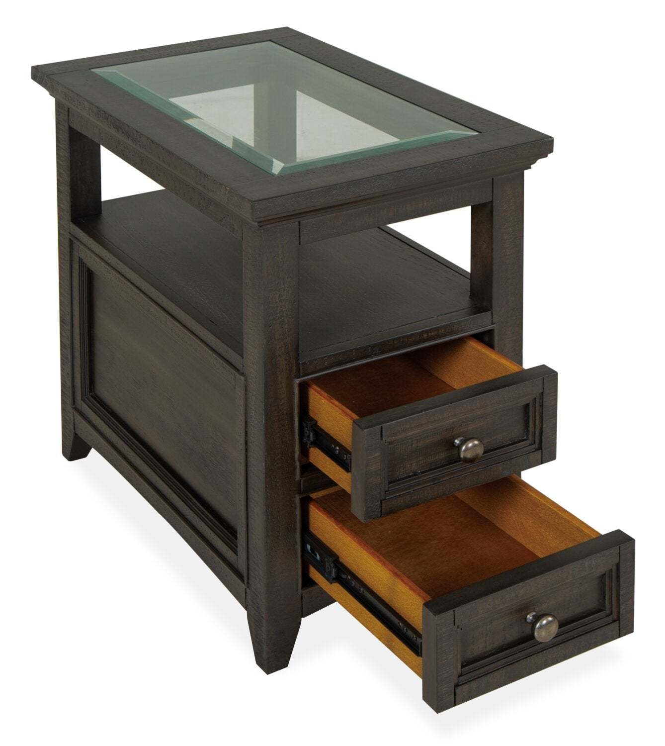 Table de fauteuil traditionnelle Hanson de 15 po en pin avec rangement - graphite