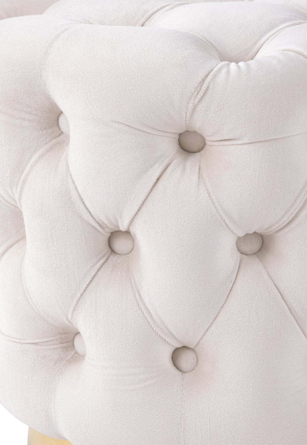 Pouf rond Adell de 17 po en tissu avec base dorée - blanc