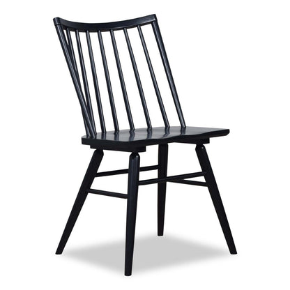 Chaise de salle à manger Astro avec dossier incurvé - Noir | Chaise de salle à manger Astro avec dossier à barreaux en forme de fuseau courbé - noire