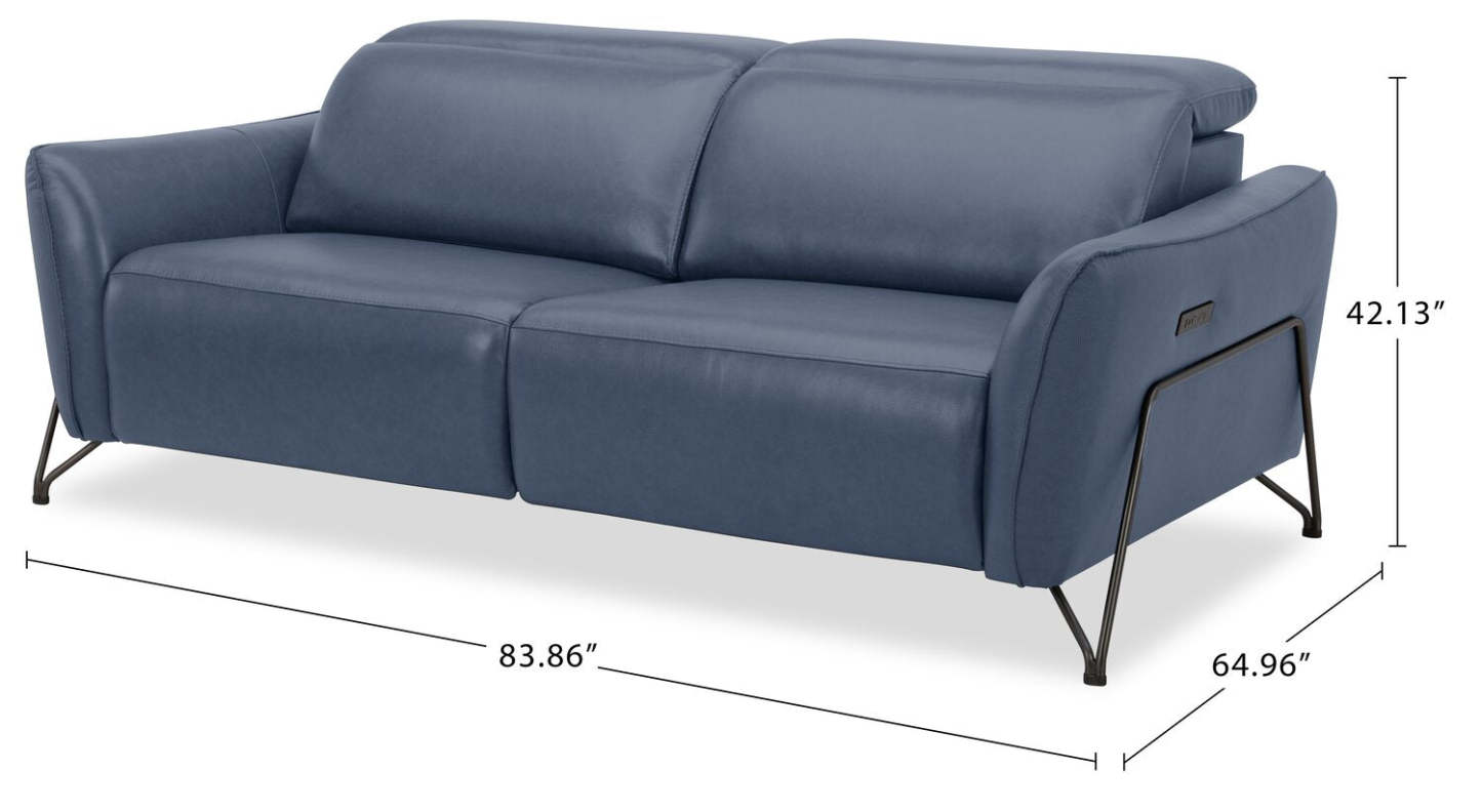 Canapé à inclinaison électrique Riviera en cuir véritable de qualité supérieure - bleu