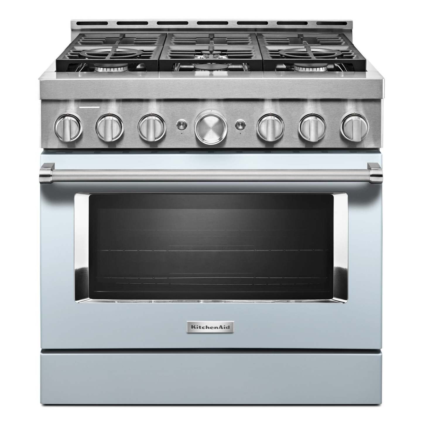 Cuisinière intelligente à gaz KitchenAid de 5,1 pi³ avec autonettoyage - bleu Miami - KFGC506JMB | KitchenAid 5.1 Cu. Ft. Smart Gas Range with Self-Clean - Miami Blue - KFGC506JMB