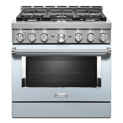 Cuisinière intelligente à gaz KitchenAid de 5,1 pi³ avec autonettoyage - bleu Miami - KFGC506JMB | KitchenAid 5.1 Cu. Ft. Smart Gas Range with Self-Clean - Miami Blue - KFGC506JMB