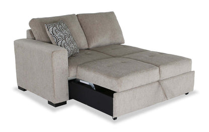 Fabriqué au Canada, canapé-lit sectionnel enveloppant Legend 2 pièces en tissu de chenille orienté à droite - beige platine