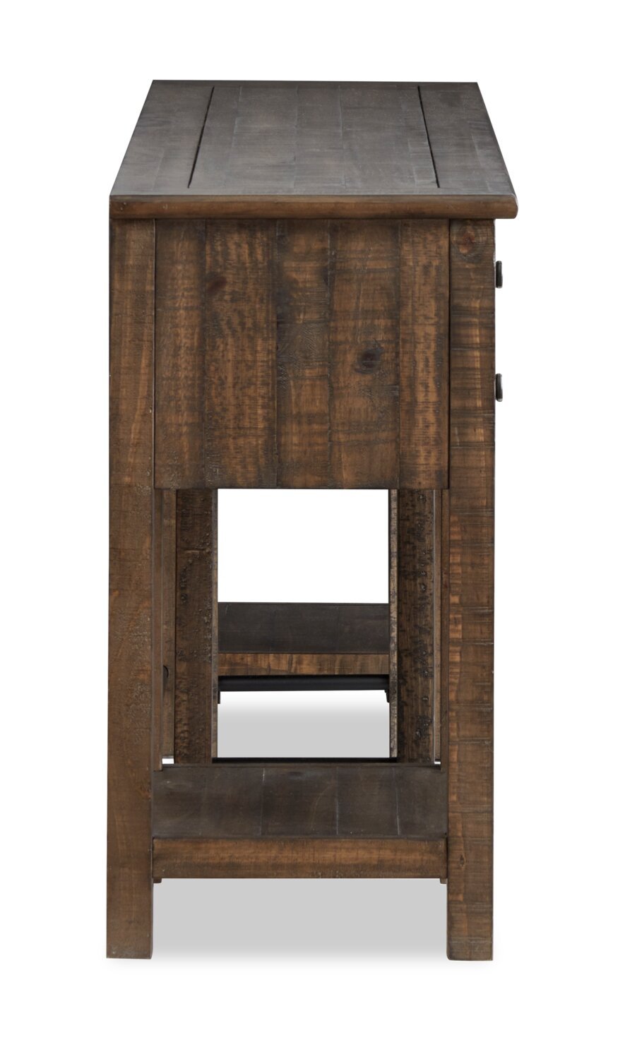 Edwin 64” Country Pine Sofa Table with Storage and Stool - Homestead Brown | Table de salon Edwin de 64 po en pin champêtre avec rangement et tabouret - brun champêtre