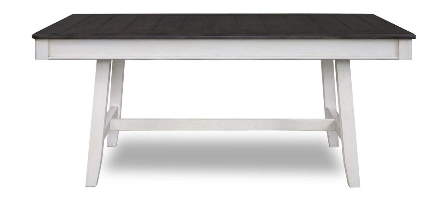 Table de salle à manger Echo avec tiroirs de rangement, bois, base à tréteaux, 70 W - Blanc/Gris | Table de salle à manger Echo de 70 po (L) en bois avec tiroirs de rangement et base à tréteaux - grise et blanche