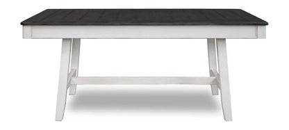 Table de salle à manger Echo avec tiroirs de rangement, bois, base à tréteaux, 70 W - Blanc/Gris | Table de salle à manger Echo de 70 po (L) en bois avec tiroirs de rangement et base à tréteaux - grise et blanche