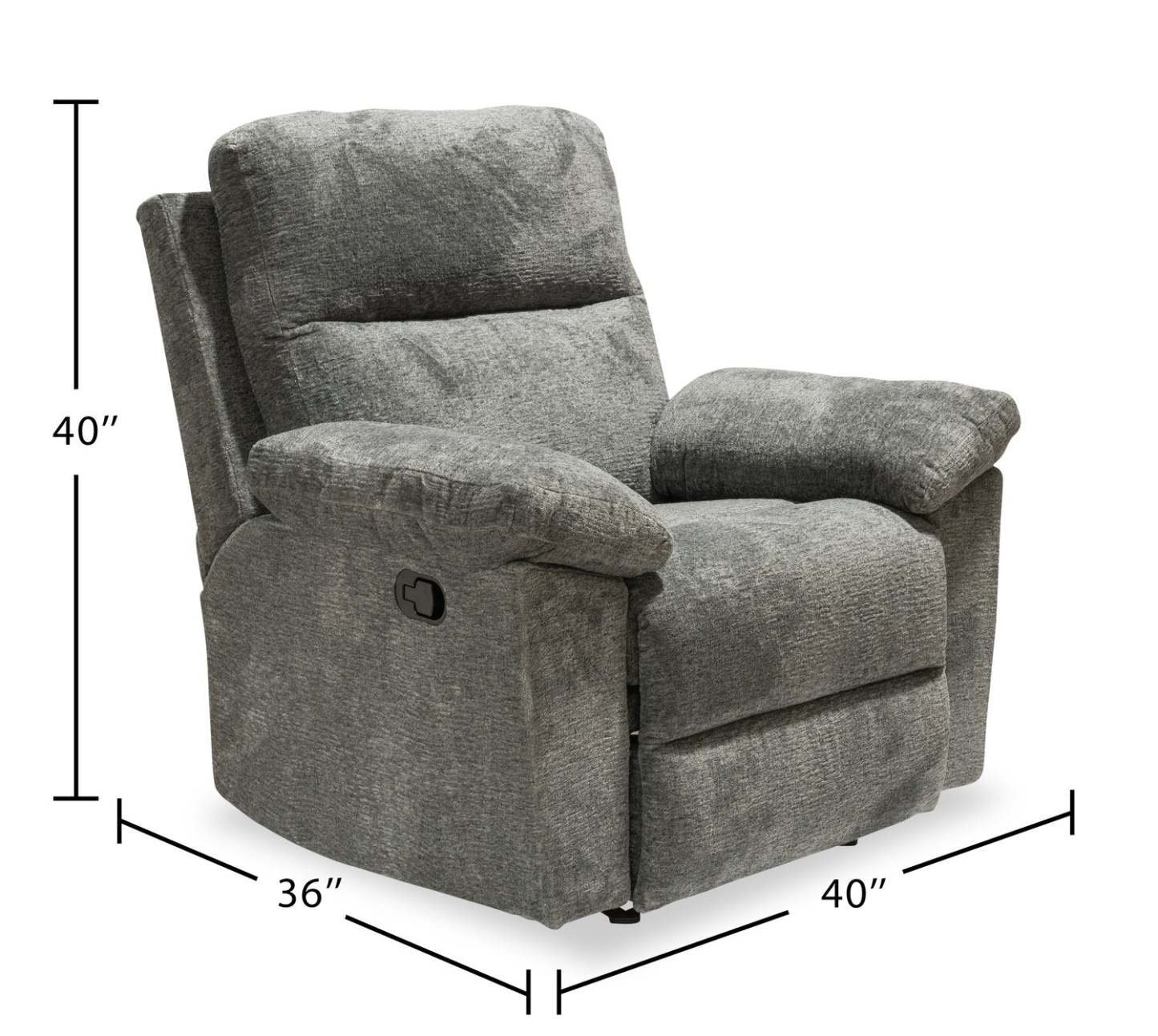Made in Canada Oliver 40 Chenille Fabric Glider Reclining Chair - Addison Pewter Grey | Fauteuil coulissant inclinable Oliver de 40 po fabriqué au Canada en tissu de chenille - gris étain Addison