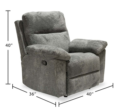 Made in Canada Oliver 40 Chenille Fabric Glider Reclining Chair - Addison Pewter Grey | Fauteuil coulissant inclinable Oliver de 40 po fabriqué au Canada en tissu de chenille - gris étain Addison