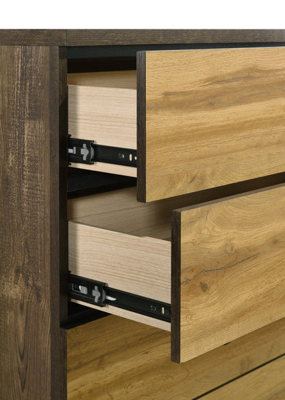 Commode de chambre à coucher Silas, 5 tiroirs, 33 L x 47,5 H - Marron rustique | Commode verticale de chambre à coucher Silas de 33 po (L) x 47,5 po (H) à 5 tiroirs - brun rustique