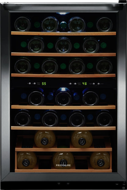Frigidaire 21,5 4,4 Cu. Fort. Réfrigérateur à vin à deux zones de 45 bouteilles - Acier inoxydable - FRWW454… | Réfrigérateur Frigidaire de 4,4 pi³ et de 21,5 po avec refroidisseur à vin à 2 zones à 45 bouteilles…