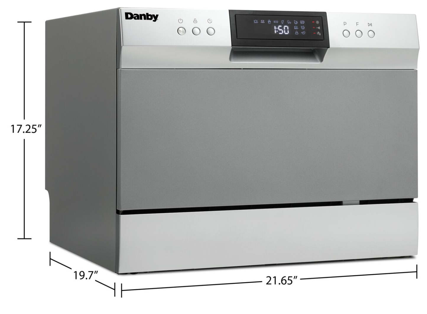 Lave-vaisselle Danby 21,7 54 dBA à commande frontale - Argent - DDW631SDB | Lave-vaisselle Danby de 21,7 po et de 54 dBA avec commandes à l'avant - argenté - DDW631SDB