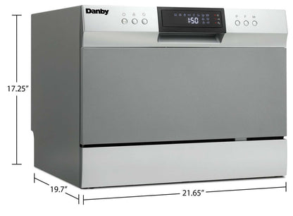 Lave-vaisselle Danby 21,7 54 dBA à commande frontale - Argent - DDW631SDB | Lave-vaisselle Danby de 21,7 po et de 54 dBA avec commandes à l'avant - argenté - DDW631SDB
