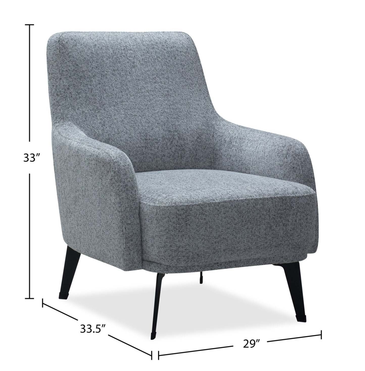 Chaise d'appoint en tissu Monroe 29 avec pieds en métal - Gris | Fauteuil d'appoint Monroe de 29 po en tissu avec pattes en métal - gris