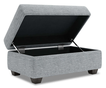 Fabriqué au Canada Pouf de rangement personnalisable Sofa Lab The Trunk 39 en tissu d’apparence lin - gris Luna Pewter | Pouf de rangement The Trunk de Sofa Lab de 39 po fabriqué au Canada en tissu d’apparence lin - gris Luna Pewter | TRUN2291
