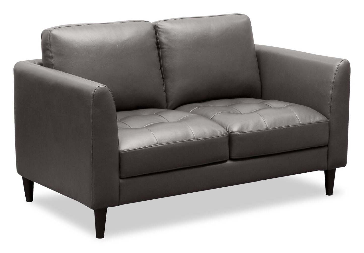 Causeuse Erin 56 en tissu d'apparence cuir avec coussins de siège capitonnés - Gris | auseuse Erin de 56 po en tissu d'apparence cuir avec coussins de siège capitonnés - grise