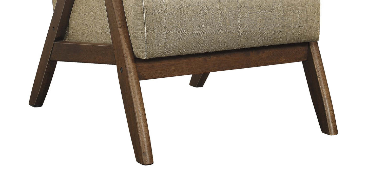 Fauteuil d'appoint Kyra 28,5 en tissu d'apparence lin avec accoudoirs courbés et structure en bois - Taupe | Fauteuil d'appoint Kyra de 28,5 po en tissu d'apparence lin avec accoudoirs courbés et armature en bois - taupe