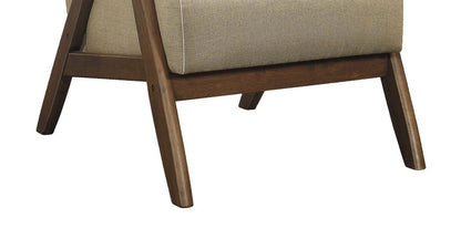 Fauteuil d'appoint Kyra 28,5 en tissu d'apparence lin avec accoudoirs courbés et structure en bois - Taupe | Fauteuil d'appoint Kyra de 28,5 po en tissu d'apparence lin avec accoudoirs courbés et armature en bois - taupe