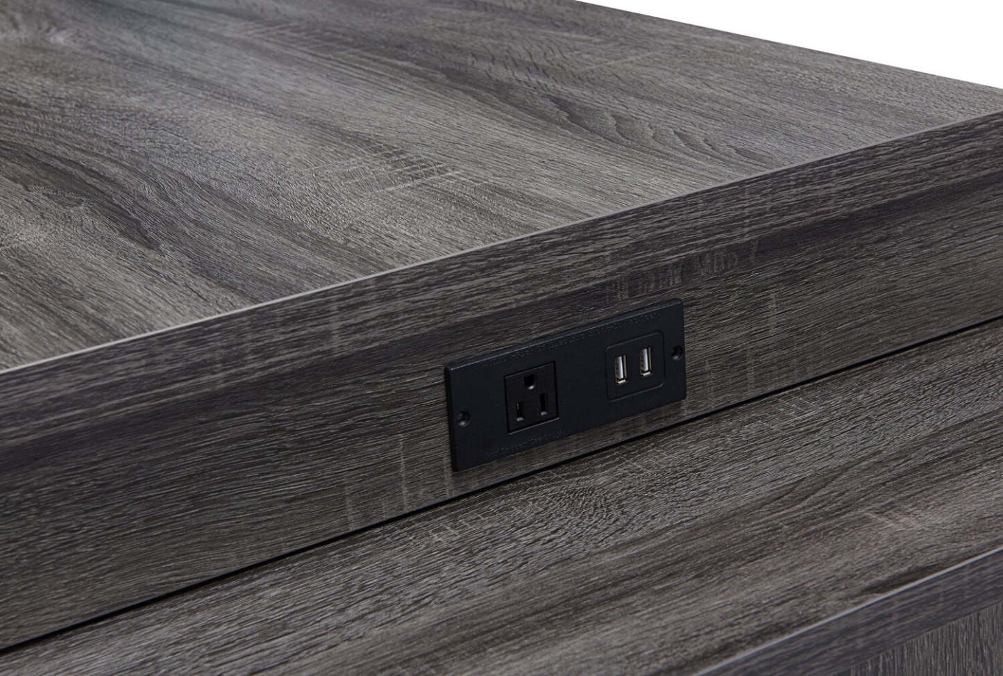 Bureau d'angle réversible Owen 55 avec 4 tiroirs et compartiments - Gris vieilli|Bureau en coin réversible Owen de 55 po à 4 tiroirs et compartiments - gris vieilli