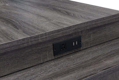 Bureau d'angle réversible Owen 55 avec 4 tiroirs et compartiments - Gris vieilli|Bureau en coin réversible Owen de 55 po à 4 tiroirs et compartiments - gris vieilli