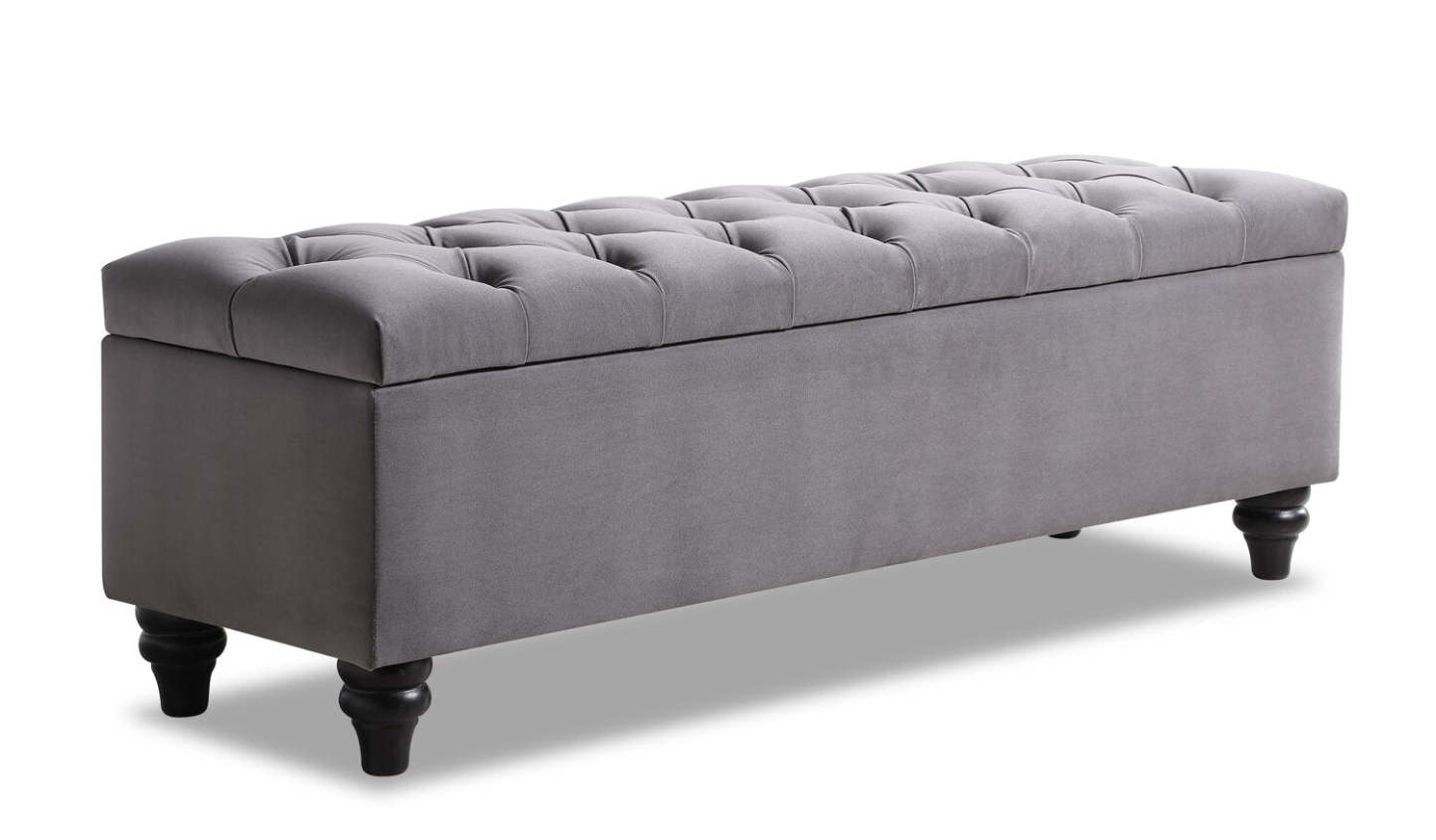 Sage 57 Storage Bench - Grey Velvet|Banc de rangement Sage de 57 po - velours gris