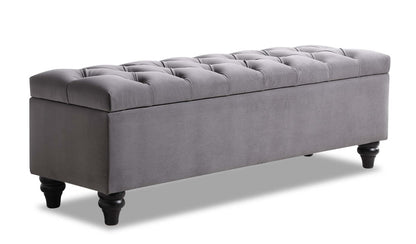 Sage 57 Storage Bench - Grey Velvet|Banc de rangement Sage de 57 po - velours gris