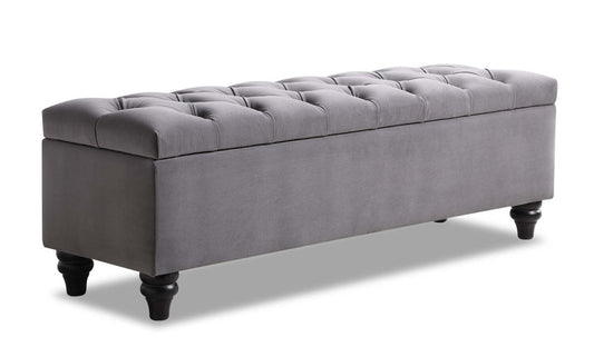 Sage 57 Storage Bench - Grey Velvet|Banc de rangement Sage de 57 po - velours gris