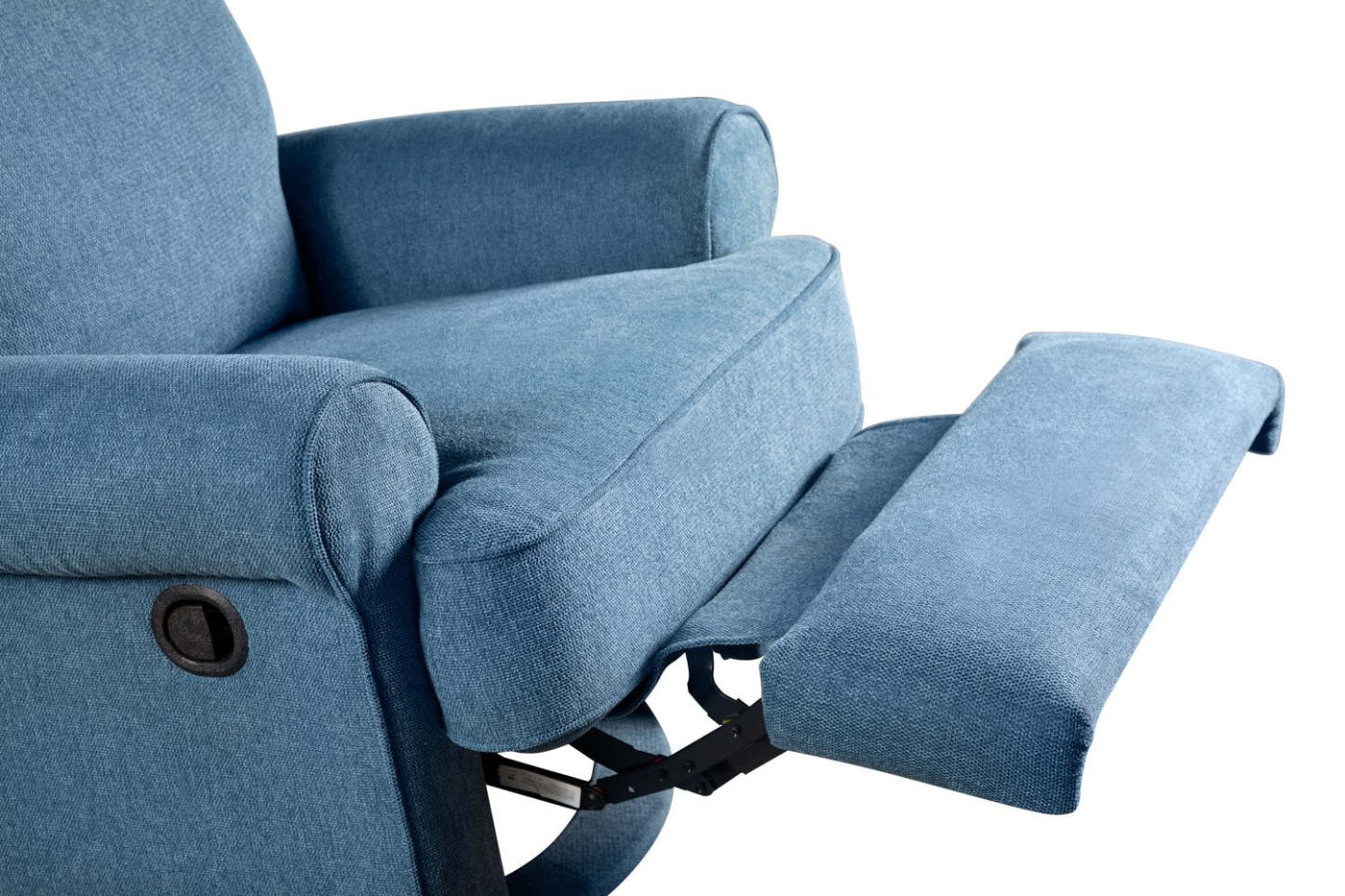 Fauteuil pivotant, coulissant et inclinable Bevin de 34,4 po en tissu de chenille - bleu
