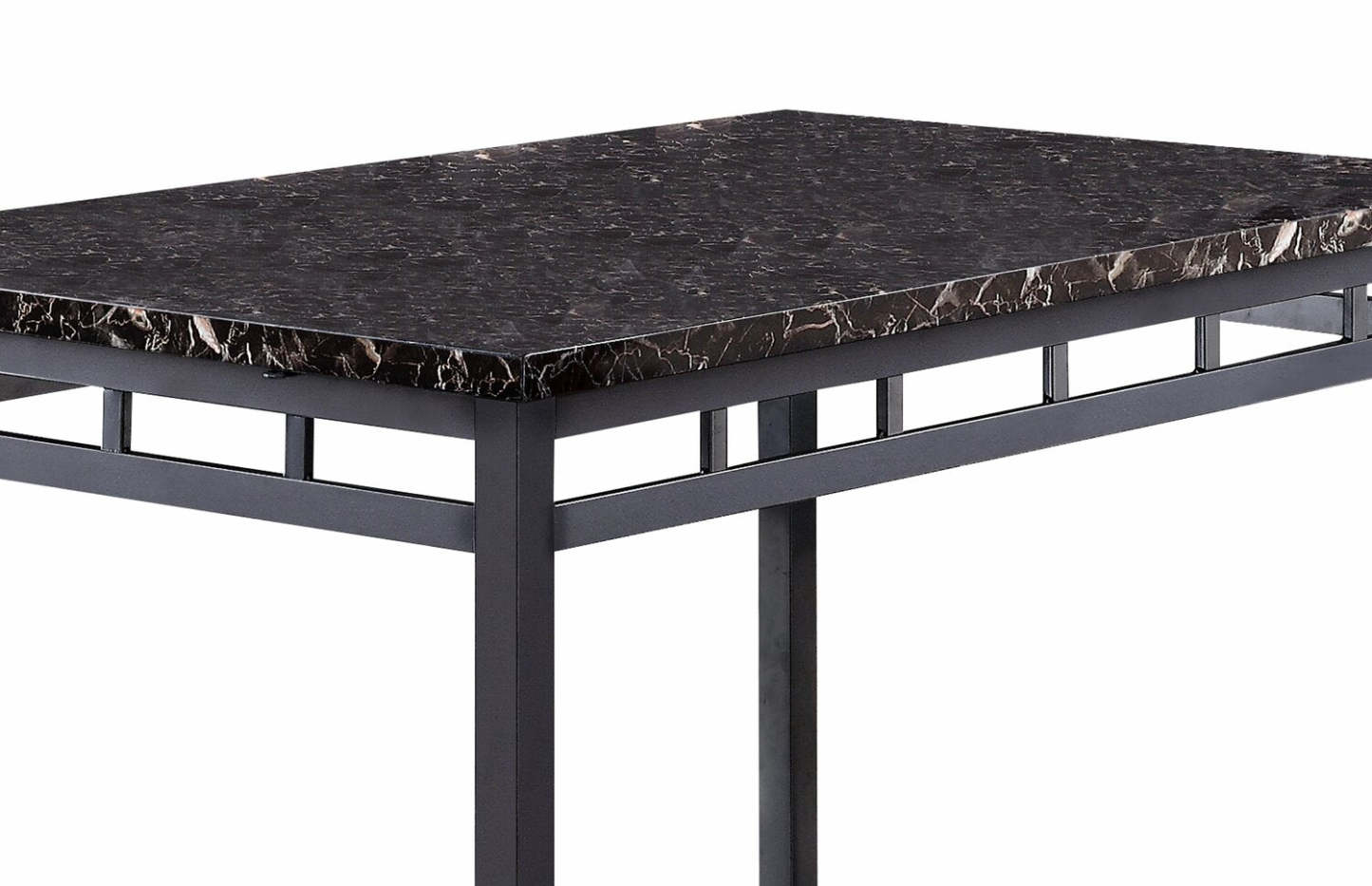 Marc Ensemble de salle à manger 5 pièces avec table et 4 chaises, plateau aspect marbre, métal, 48 W - Noir | Ensemble de salle à manger Marc 5 pièces en métal avec table de 48 po (L), dessus en imitation de marbre et 4 chaises - noir