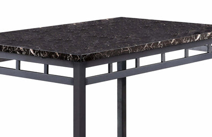 Marc Ensemble de salle à manger 5 pièces avec table et 4 chaises, plateau aspect marbre, métal, 48 W - Noir | Ensemble de salle à manger Marc 5 pièces en métal avec table de 48 po (L), dessus en imitation de marbre et 4 chaises - noir